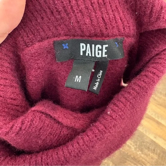 PAIGE Women's Deep Burgundy Raundi Turtleneck Sweater 70% wool